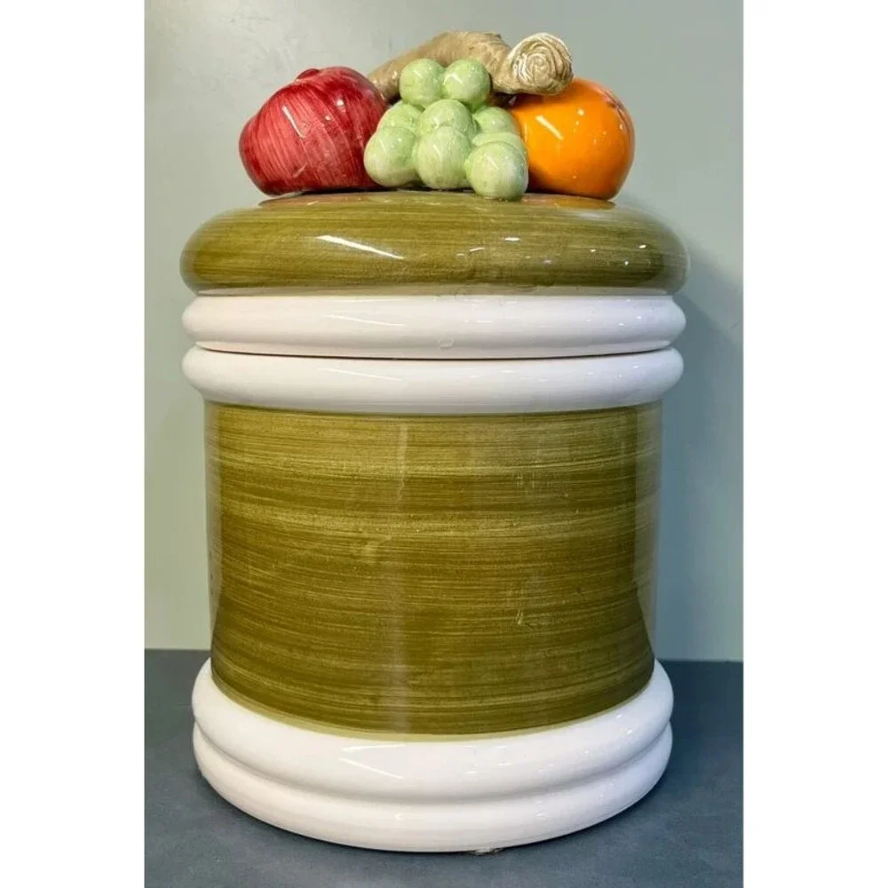 Vintage 1950s Armart 5th Ave Garden Harvest Fruit Canister | Hand Painted